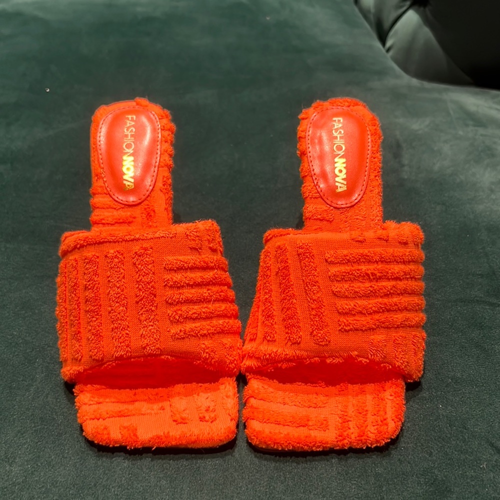 Hot orange terry cloth heels